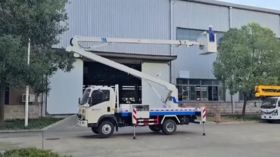 Plate-forme de travail aérien à flèche télescopique de 16m 22m 23m, camion d'opération à haute altitude avec godet de travail